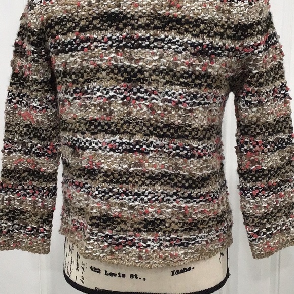 🆕 MNG Tweed Velvet Trim Blazer Open Front Two Pockets 3/4 Sleeves P2P 18” - Picture 10 of 12